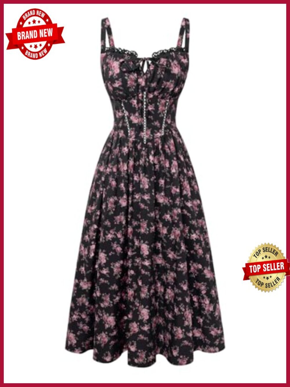 Floral Corset Sundress with Pockets